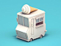 Low poly ice cream truck