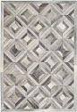 Madisons Grey Parquet Pattern Patchwork Cowhide Rug