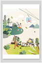 新农村乡村振兴墙绘插画素材