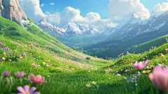梦幻山谷花田