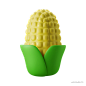 玉米 @到位啦UI素材 20款秋季水果食品3D图标模型