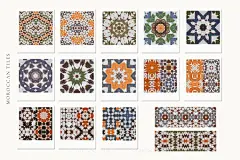 65款摩洛哥传统民族手绘无缝拼接瓷砖纹样印花图案高清图片素材下载_颜格视觉