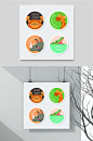 创意长颈鹿鳄鱼动物贴纸矢量素材-众图网
