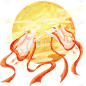 手绘中秋玉兔元素