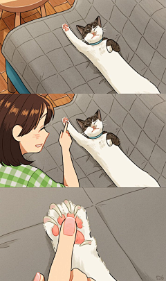 天猫是只猫采集到记录生活的暖心插画