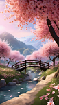 数字艺术绮丽桃花背景图片-众图网