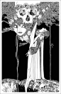 英国插画师 John Austen画笔下的《哈姆雷特》,黑白的装饰线条，美到极致~