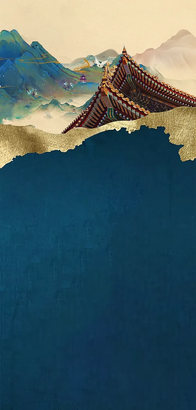 中国风国潮宣传海报背景-花瓣网