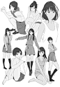 人体动态/人体参考/人体素材 JK少女的日常姿势大全
花瓣关注原画人，推荐更多精选素材，绘画更有灵感