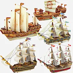 木质立体拼图玩具3d船模型高清素材 产品实物 免费png图片 创意 拼图 拼插 生日礼物 免抠png 设计图片 免费下载