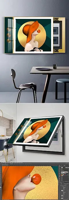 现代轻奢简约美女电表箱画