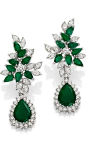 Emerald/Diamond Tear Drop Earrings@北坤人素材