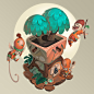 Green Tree House, Charlène Le Scanff (AKA Catell-Ruz) : It's been a long time since I was able to paint some personal illustration, but I finally managed to find some time to finish this one! Hope you'll enjoy it!