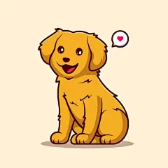 手绘金毛犬小狗插画矢量图设计素材