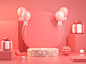 Pink mockup display celebration concept abstract background 3d render