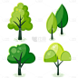 卡通扁平几何大树植物元素
