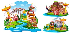 游乐园卡通矢量儿童背景插画