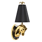 Jonathan Adler Cheval Sconce : Show Pony.Brimming with equestrian flair, classic French style meets a pared-down mod vibe. Topped with a black silk shade and brass feather finial, our Cheval Sconce is sure to win best in show. Add a luxe layer to your lib
