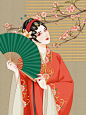 中国风黄色手绘国潮风戏曲人物插画