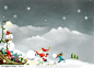 圣诞雪人插画 素材 圣诞 雪人 手绘 插画 月亮 圣诞老人 圣诞树 雪橇 麋鹿 云雾 雪景