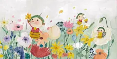 小蜜蜂卡娅的春天_银Ain__插画师作品_涂鸦王国gracg.com