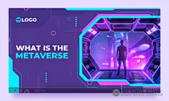 时尚科技公司VR元宇宙网站网页Banner海报版式设计模板AI矢量素材-淘宝网