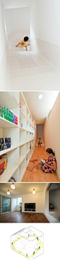 孩子的天堂，滑梯覆盖整个房间的室内空间设计。这样的设计喜欢吗？#家居##创意# http://www.w-yi.com/note/11997