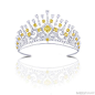 由格拉夫珠宝设计的这款最新的瑰宝，璀璨夺目，难得一见。皇冠头饰以雷地恩形，圆形，梨形的黄钻和白钻镶嵌，全部由格拉夫工匠大师亲手精心挑选，精湛的工艺和无与伦比的钻石完美结合，闪耀永恒。 （格拉夫多形切割黄钻和白钻皇冠，钻石共重122.63克拉）