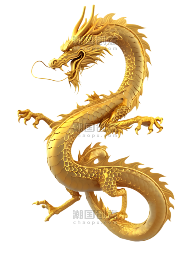 潮国创意3D立体金龙飞翔中国龙龙年