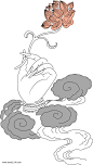 灰色素雅手绘手指莲花png素材图片png免抠元素卡通手绘背景装饰免扣图片设计图案