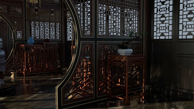 中国古代宫廷建筑模型室内书房部分_世界也在发威作品_场景/空间/建筑_CG模型网
