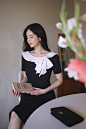 Amelie dress line.s/s Black Ribbon Mermaid dress