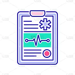 医学剪贴板黑线图标。病人的名片。孤立的向量元素。用于网页、手机应用、促销的轮廓象形图