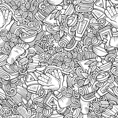 Massage hand drawn doodles seamless pattern. Spa t