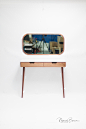 Walnut and marble console on Behance