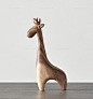 JOLOR进口北欧美式桌面创意摆件手工原木新年圣诞礼物木雕长颈鹿-淘宝网