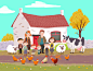 Crowded House : Illustrations for HarperCollins based on an old tale called The Crowded House. A farmer and his wife live in a chaotic one room cottage with their six children.