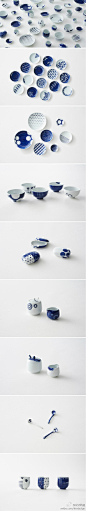 日本跨领域设计师 nendo 以梅花和蔓叶纹饰创造出全新的陶瓷系列 ‘ume komon’ 和 ‘karakusa-e’。nendo 采取大胆创新的图案组合形式，得到一系列新颖的视觉形象，又保持了源右卫门窑最为代表性的视觉符号——蓝白色搭配。釉底高反差的明暗对比让整个系列更加富于变化却没有打破整体的风格统一。