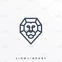 狮子,钻石形,模板,商务,专业人员,野生动物,技术,设计,剪影
