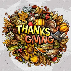 感恩节快乐手绘卡通涂鸦插画。