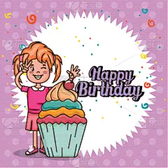 女孩,幸福,生日卡,生日,可爱的,明信片,白昼,事件,请柬,问候