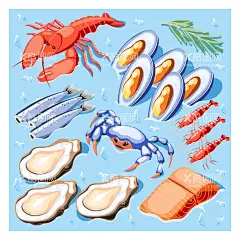 海鲜  - 源文件下载【酷图网】海鲜,食物,海产食物,鱼虾蟹贝,料理,动物,海产品,
