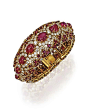 Ruby And Diamond Bracelet By Van Cleef  Arpels  c.1954  -  Sotheby's #饰品# #珠宝# #梵克雅宝戒指# #品牌珠宝#