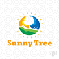 sunny tree : The logo show us a bright sun contain a green grass and a tree and blue sea and land