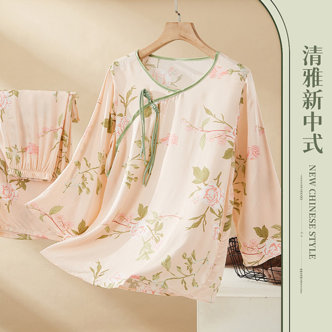 【高级感绵绸】睡衣女夏季薄款国风家居服高...