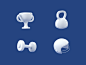 Sport Assets 3d iconography ui ux mobile park theme park mobile app badge helmet cup trophy dumbells assets sports