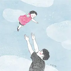 超暖心的父女插画，爸爸永远是女儿最有力的保护伞