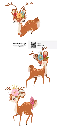 可爱卡通森系PNG森林动物小鹿刺猬熊兔子EPS矢量_平面素材_PNG免扣素材_模库(51Mockup)