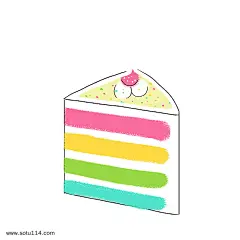 蛋糕 三角 彩虹色 插画 psd png_3034656367