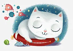 手绘猫咪安详睡觉_新图网 https://ixintu.com 手绘插画 卡通贺卡封面 创意插画设计